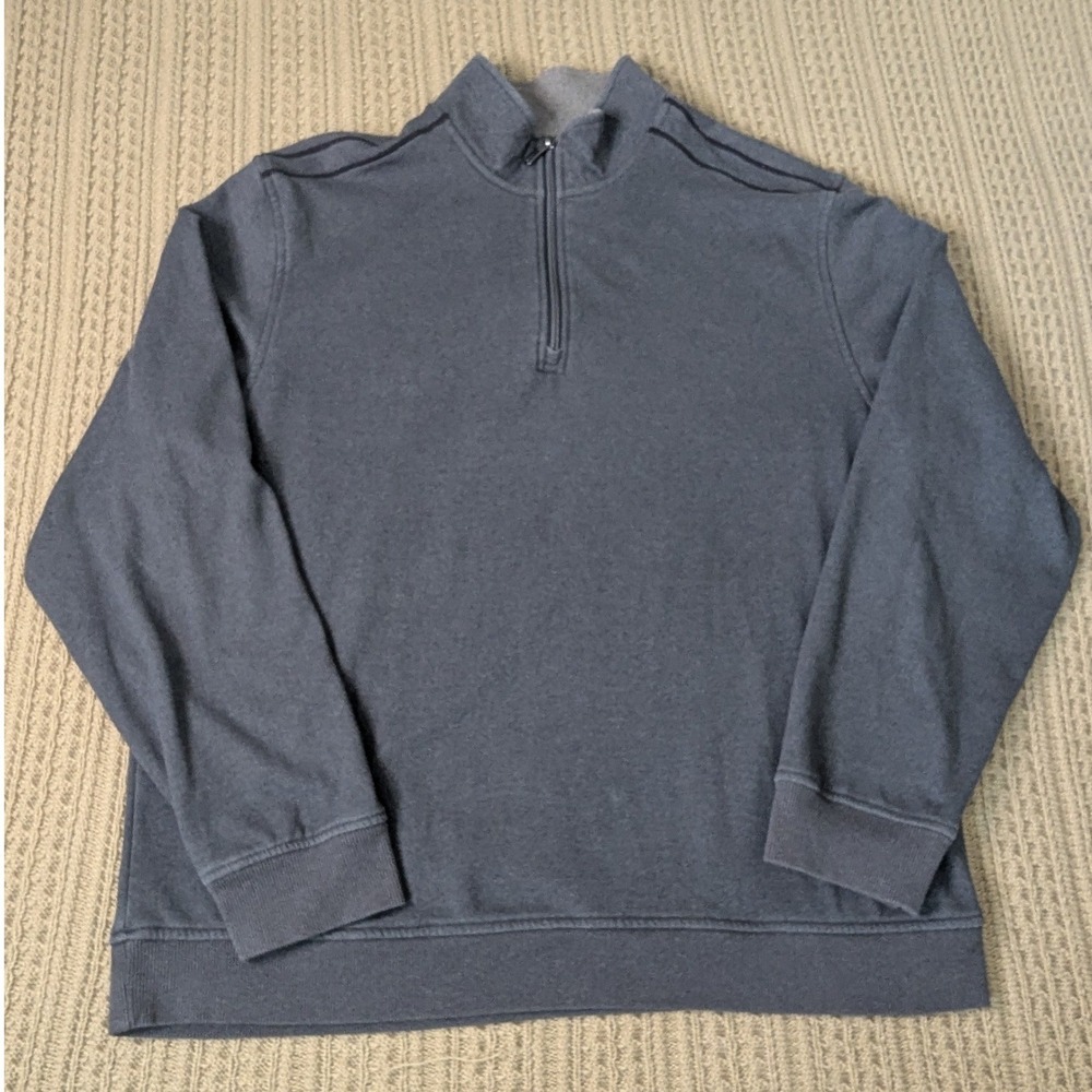 Van Heusen Flex Mens XL Quarter Zip Pullover Sweatshirt Charcoal Gray Heather